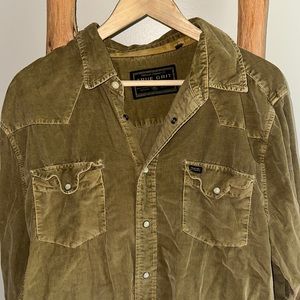 True Grit Tan Corduroy Pearl snap Button Down Western Shirt